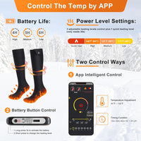 FirstE Heated Socks for Men Women Rechargeable Washable, APP Control 5000mAh Battery Heated Socks, 4 Heating Settings Electric Socks Foot Warmer for Camping Hiking Biking Skiing Hunting Outdoor Work