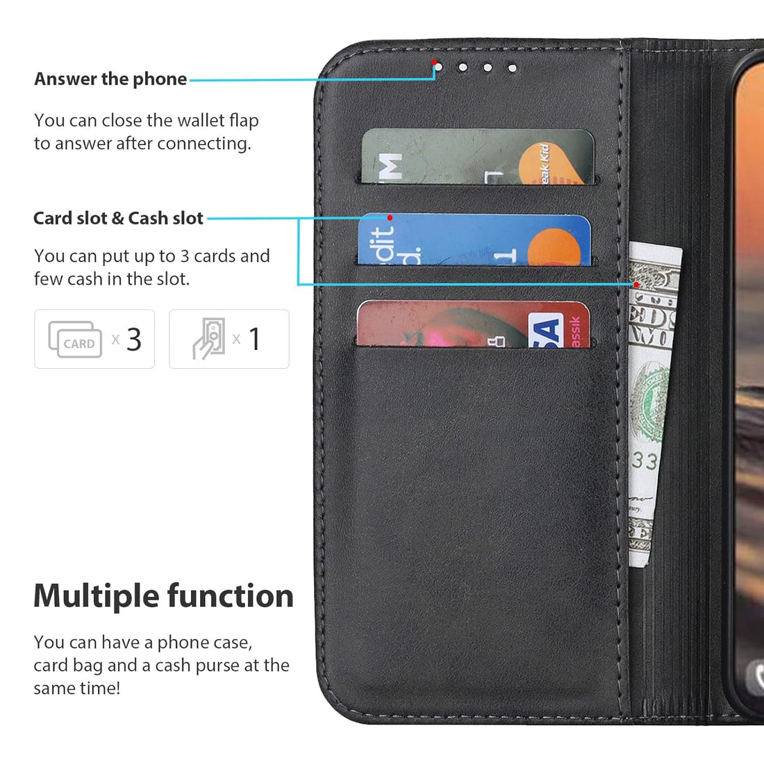 Ｈａｖａｙａ for Samsung Galaxy S23 Plus Case Wallet with Card Holder,for Samsung S23 Plus Phone Case for Women,for Galaxy S23 Plus flip Cell Phone Cover with Credit Card Holders for Men-Black