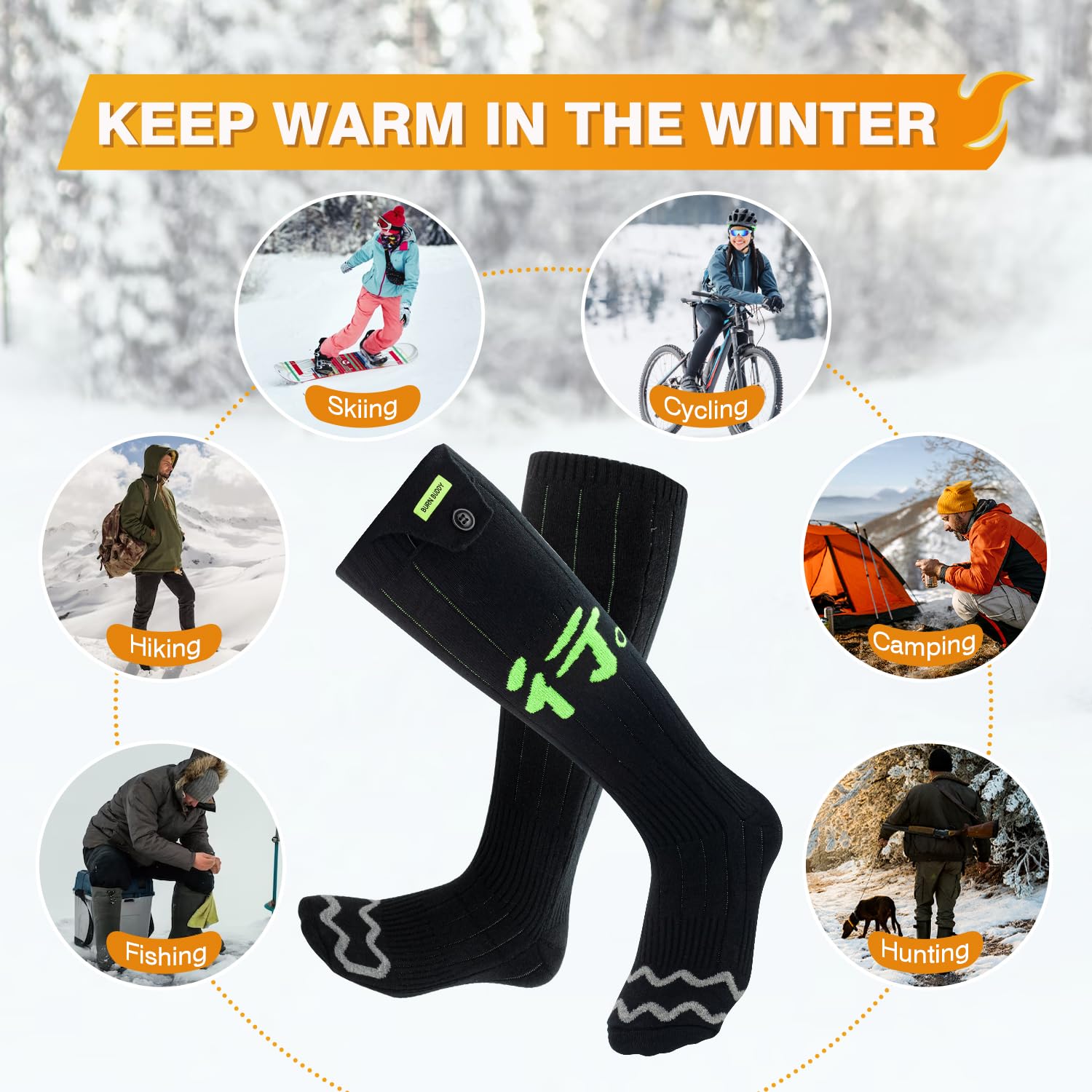 Heated Socks, Electric Socks with App Control, 5000mAh Rechargeable Heated Socks for Men, Washable Heated Socks Women, Foot Warmer for Winter Camping Hunting Outdoors Heating Socks Warm Socks -XL