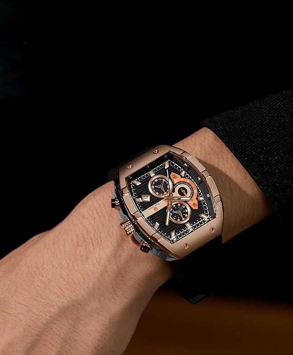 Men's Watches with Silicone Strap Analog Quartz Waterproof – Side View