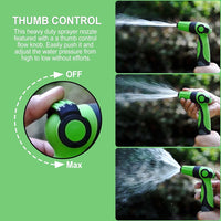 FUNJEE Garden Hose Nozzle, Thumb Flow Control Sprayer, On/Off Valve Spray Nozzle, Quick Connector, High-Pressure, for Watering Plants & Lawns (ABS SET(1+10 Pattern), Green)