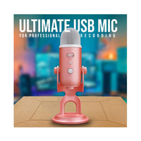 Blue Microphones Yeti USB Microphone Aurora Collection (Pink Dawn) Bundle with Boom Arm Microphone Stand, Monitor Headphones and Pop Filter (4 Items)