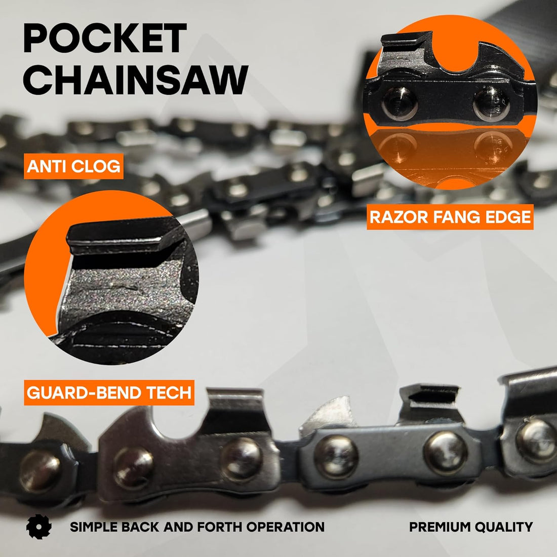 Premium Pocket Chain Saw 36 Inches 48 teeth with Pouch | Hand Saw, Wire Saw Rope Saw, Camping Saw, Survival Saw | Tree Cutting Equipment and Backpacking Gear
