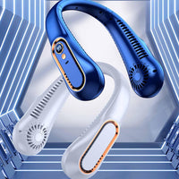 Neckbreeze - Neckbreeze Neck Fan, 5 Speeds Adjustable Neckbreeze Cooling Fan, Neckbreeze Wearable Bladeless Rechargeable Personal Neck Fan 720°cooling Airflow No Noise, For Home Office Travel (Blue)