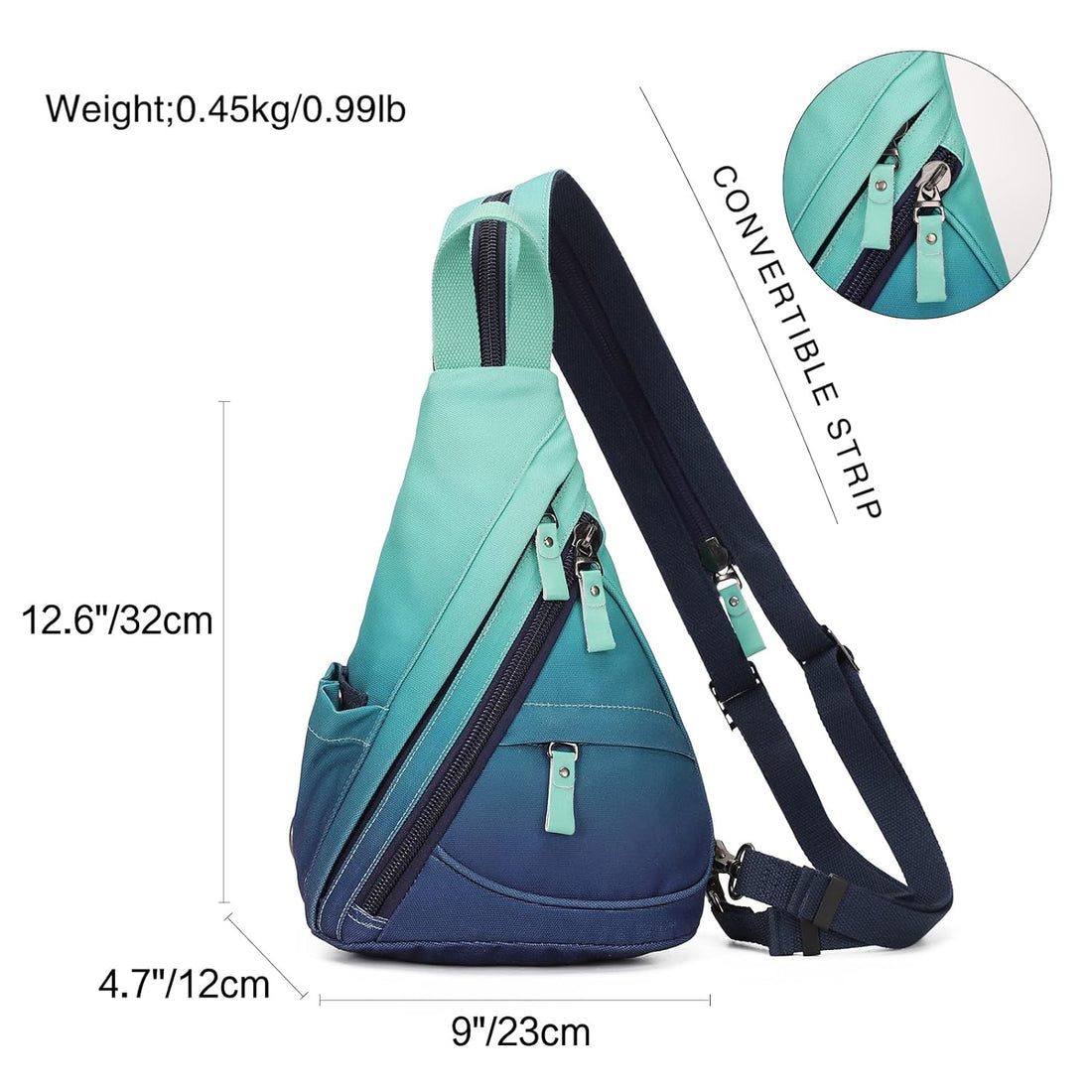 KL928 Sling Bag - Small Crossbody Backpack Shoulder Casual Daypack Rucksack for Men Women, 6881mr-blue+grayishgreen, Medium Size, Sling Bag