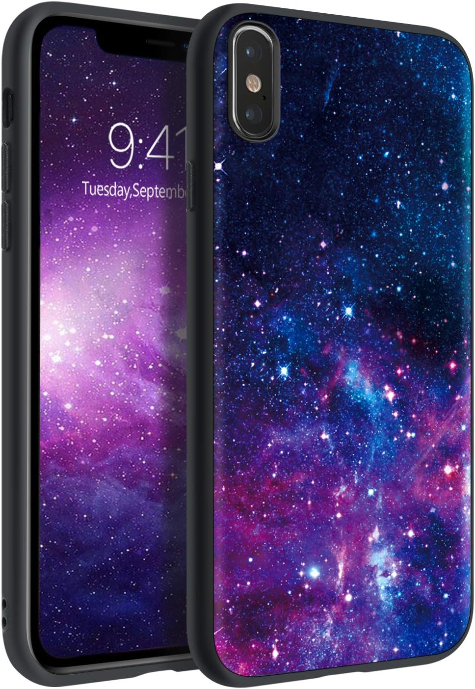 BENTOBEN iPhone X Case, iPhone Xs Case, Slim Fit Glow in The Dark Soft Flexible Bumper Protective Anti Scratch Non-Slip Phone Cases Cover for iPhone X/iPhone Xs 5.8 Inch, Nebula/Galaxy Design