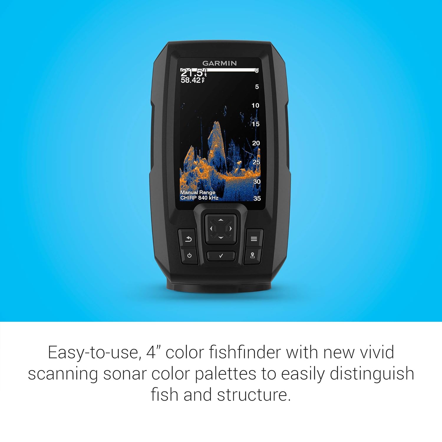 Garmin Striker Vivid 4cv, Easy-to-Use 4-inch Color Fishfinder and Sonar Transducer, Vivid Scanning Sonar Color Palettes