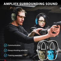 ZOHAN EM054 Electronic Shooting Ear Protection 2 Packs, Slim Hearing Protection Noise Reduction Earmuffs for Gun Range