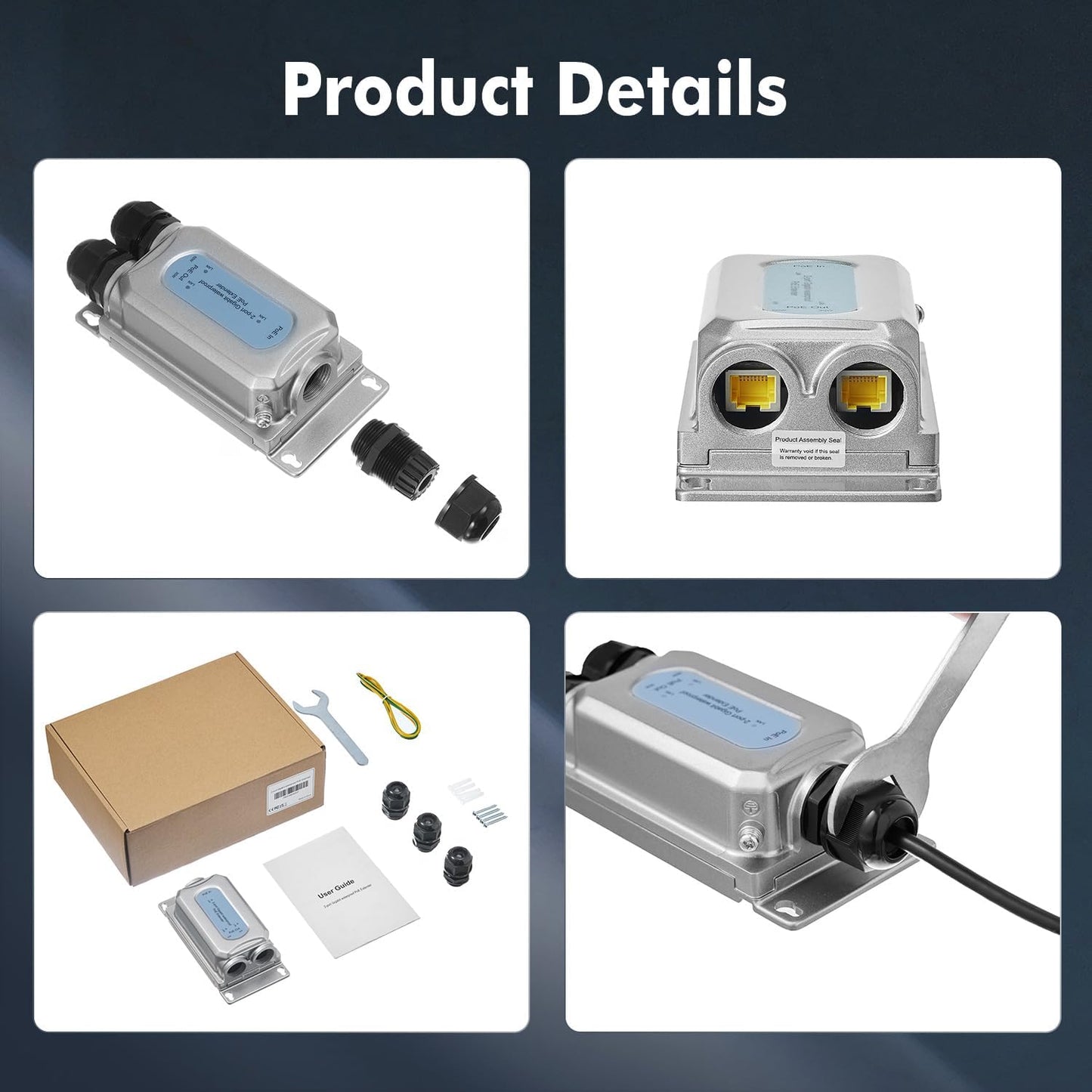 Outdoor IP67 Waterproof Gigabit PoE Passthrough Switch – Back View