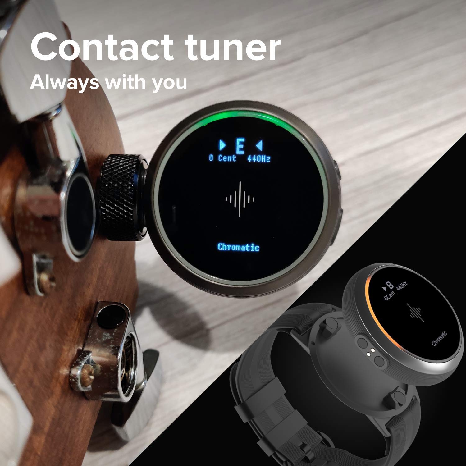 Soundbrenner Core (Gray) | 4-in-1 music tool for musicians | Vibrating metronome, Chromatic contact tuner, Decibel meter and Watch | For multiple instruments (guitar, bass, violin, ukulele)