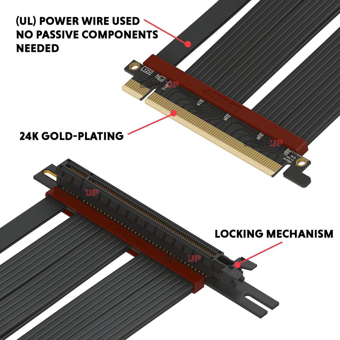 LINKUP - Extreme4+ PCIe 4.0 X16 Riser Cable [RTX3090 x570 B550 RX6900XT Tested] Twinax Shielded High-Speed Vertical Mount Gaming PCI Express Gen4┃270 Degree Left Angle Socket {30cm}