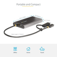 StarTech.com USB-C Dual HDMI Adapter - USB-C/USB HDMI Adapter for 2 4K 60Hz Monitors - 100W PD Pass-Through - USB C to HDMI - USB-C to HDMI Multi-Monitor Adapter/Video Converter (109B-USBC-HDMI)