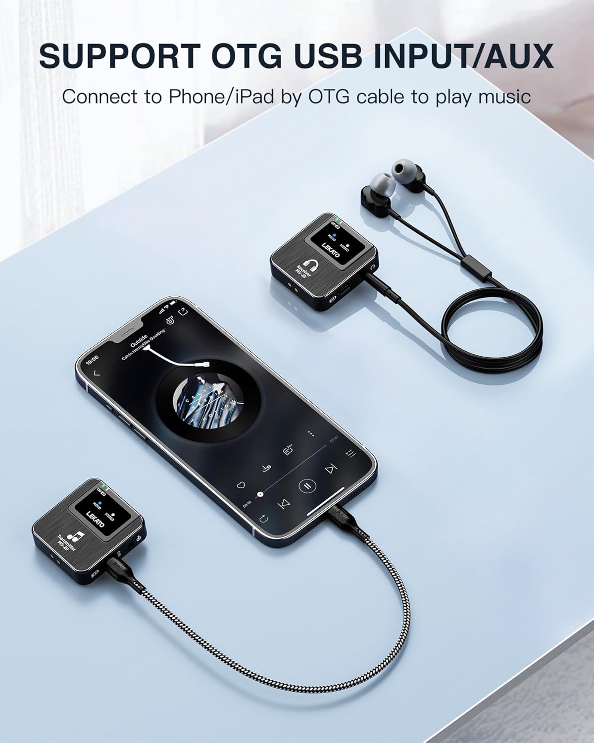 LEKATO Wireless in-Ear Monitor MS-20 Charging – Back View