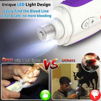 Dog Nail Clipper, Pet Nail Polisher Charging Rechargeable Ultra Quiet Electric Dog Nail Grinder with LED Light for Pet Nail File Grooming