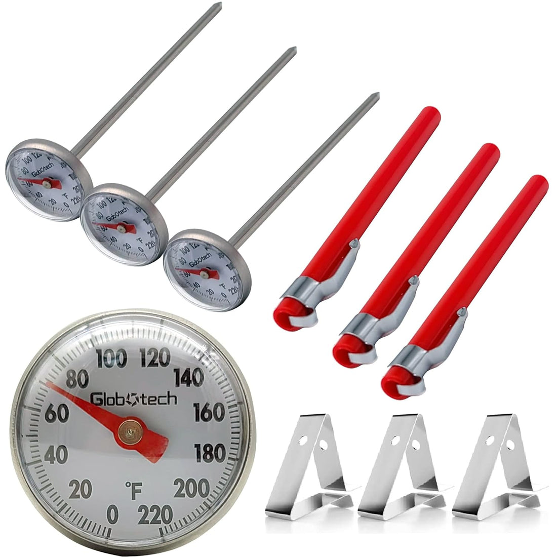 Kitchen Food-Cooking Meat Coffee Thermometer – Set of 3 Pocket Espresso Thermometer for Milk Foam Frothing Chocolate Water Grill, Turkey, BBQ Temperature Stainless Steel 1" Dial 5" Long Stem