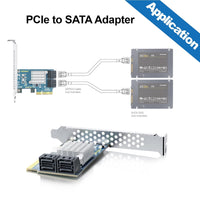 10Gtek PCIe SATA Card 4 Port with 4 SATA Cables and Low Profile Bracket, 6Gbps SATA3.0 Controller PCI Express Expansion Card, X2, Support 4 SATA 3.0 Devices