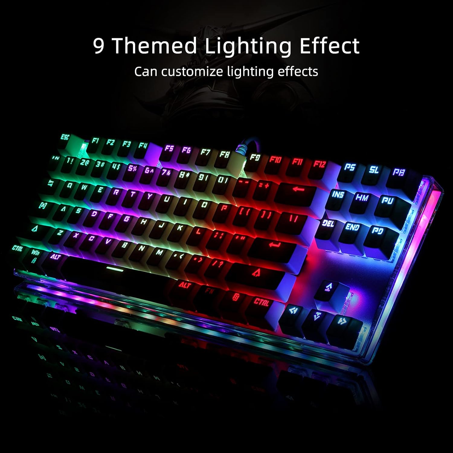 MOTOSPEED Gaming Mechanical Keyboard RGB Backlit Transparent Bottom Anti-ghosting 87 Keys,Illuminated USB Gaming Keyboard for Mac/PC/Laptop White