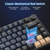 Fogruaden 75% Wired Mechanical Gaming Keyboard 75 Percent Keyboard Hot Swappable, Red Switch, RGB Backlit 82 Keys TKL Mechanical Keyboard, NKRO Compact Keyboard with Volume Control Knob (BlueSamurai)