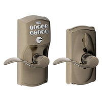 Schlage FE595 CAM 620 Acc Camelot Keypad Entry with Flex-Lock and Accent Levers, Antique Pewter