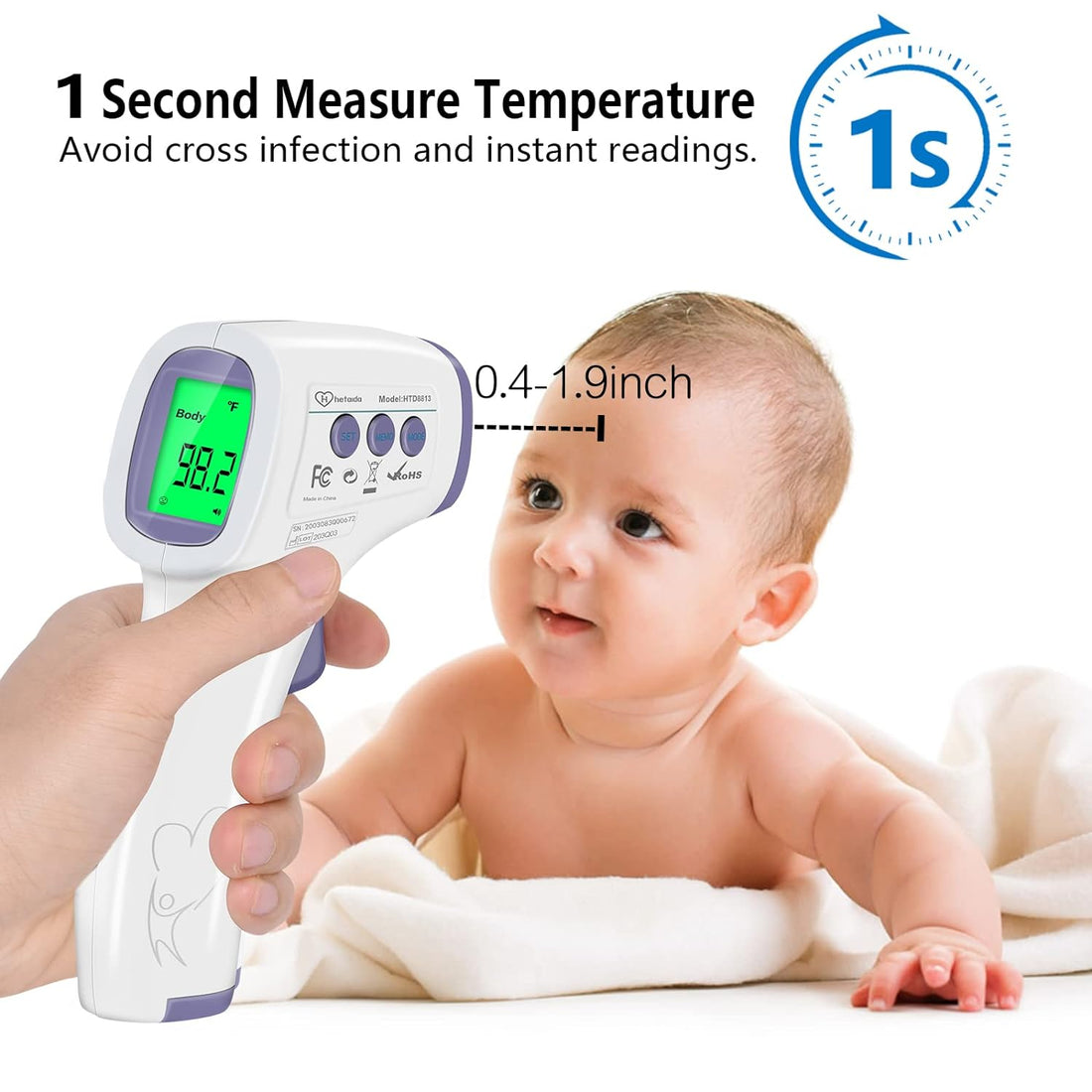 Thermometer for Adults Forehead, No Touch Thermometer for Adults, Forehead Thermometer, Instant Reading, Medical Grade, Good for Baby Food, Bath,Milk (Purple)
