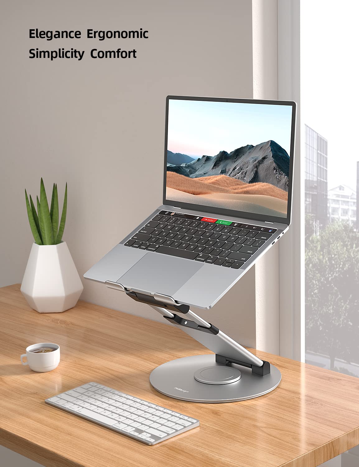 Nulaxy Telescopic 360 Rotating Laptop Stand for Desk Adjustable Height Swivel Pull Out Design Ergonomic Laptop Riser Fits All MacBook, Laptops - LS18