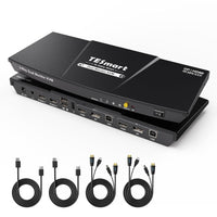 TESmart DisplayPort + HDMI KVM Switch 2 Monitors 2 Computers 4K@60Hz, Dual Monitor KVM Switch 2 Port Extended Display, EDID Emulators, USB 2.0, L/R Audio, Hotkey Switch, Button Switch with All Cables