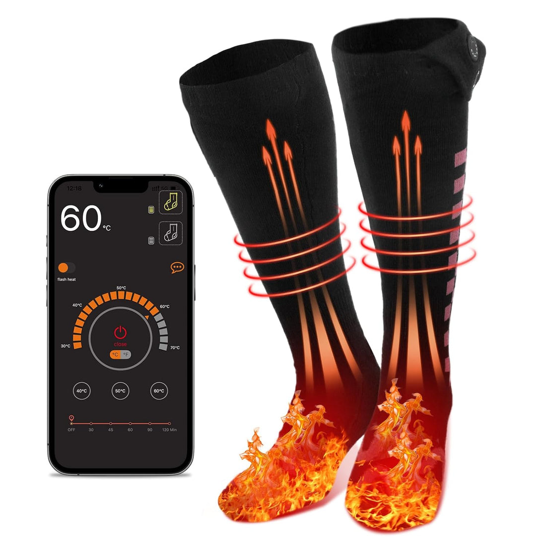 Heated Socks for Men Women 7.4V Rechargeable Battery Electric Socks with Smart APP Temperature Control Heated Socks Women for Outdoor Riding Hunting Hiking Camping Skiing Warm Winter Socks