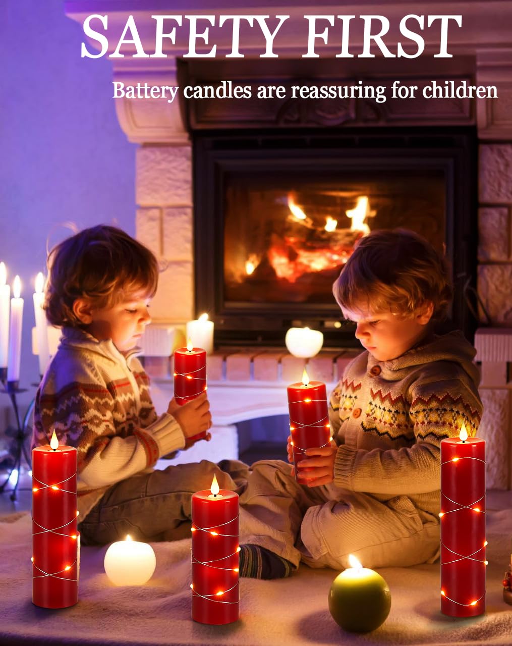 YHQIAOX Red Flameless Candle with Remote Control LED Candle with String Lights Battery Powered Flameless Candle4'' 5'' 6'' 7'' 8'' Candles of 5 Pcs