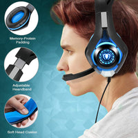 BlueFire Professional 3.5mm PS4 Gaming Headset Headphone with Mic and LED Lights for Playstation 4, Xbox one,Laptop, Computer (Blue)