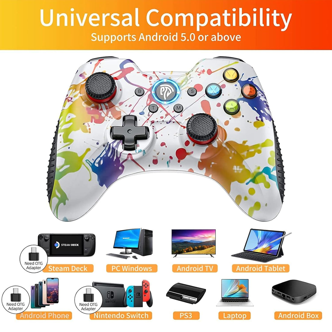 EasySMX Wireless 2.4g Gaming Controller Support PC and PS3, Android, Vista, TV Box Portable Gaming Joystick Gamepad