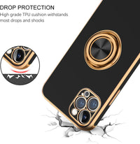 BENTOBEN Case for iPhone 12 Pro Max, iPhone 12 Pro Max Case with Ring Holder Rotation Kickstand Flexible TPU Bumper Shockproof Protective Women Girl Men Boy Phone Cover for iPhone 12 Pro Max, Black