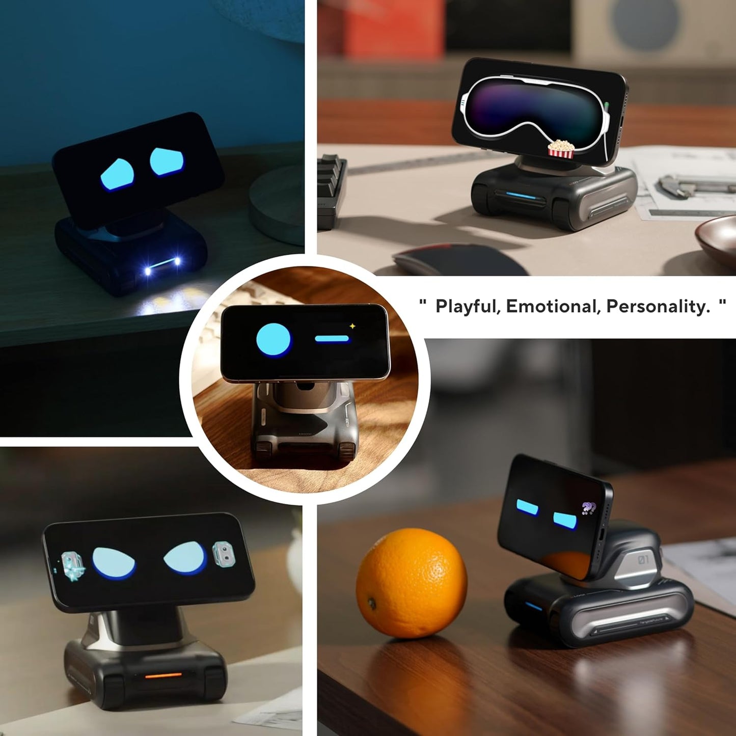 LOOI Robot-Space Black: AI Desktop Robot Companion – In Use