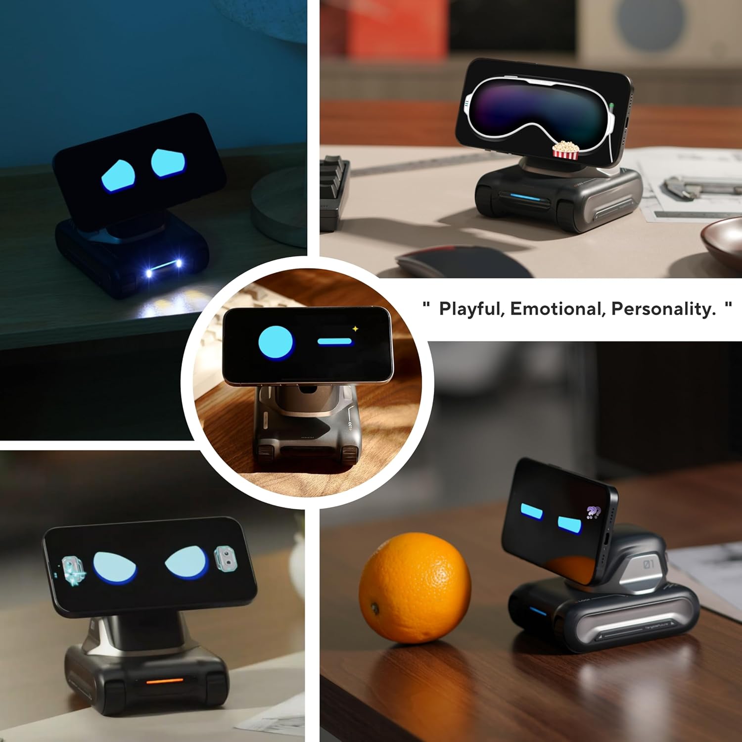 LOOI Robot-Space Black: AI Desktop Robot Companion – In Use