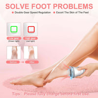 Professional electric feet callus remover,Portable Rechargeable Foot File Pedicure Tools with Vacuum Adsorption Foot Grinder 2 Speed 3 Grinding Heads, Ideal for Dead Skin/Powerful Exfoliation