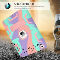 BENTOBEN iPad 6th Generation Cases, iPad 5th Generation Case, iPad 9.7 2018/2017 Case, 3 in 1 Heavy Duty Rugged Shockproof Kickstand Protective Cover for iPad 9.7 Inch 2018/2017, Camouflage/Rose Gold