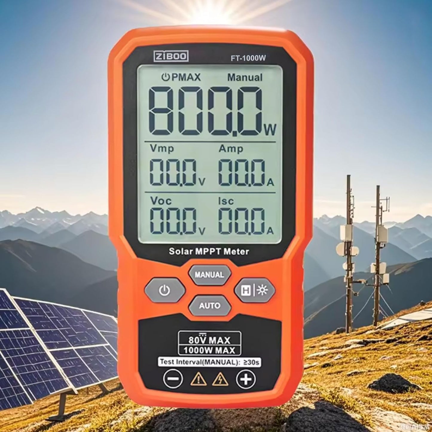 ZIBOO FT-1000W Solar Panel Tester MPPT Meter – Side View