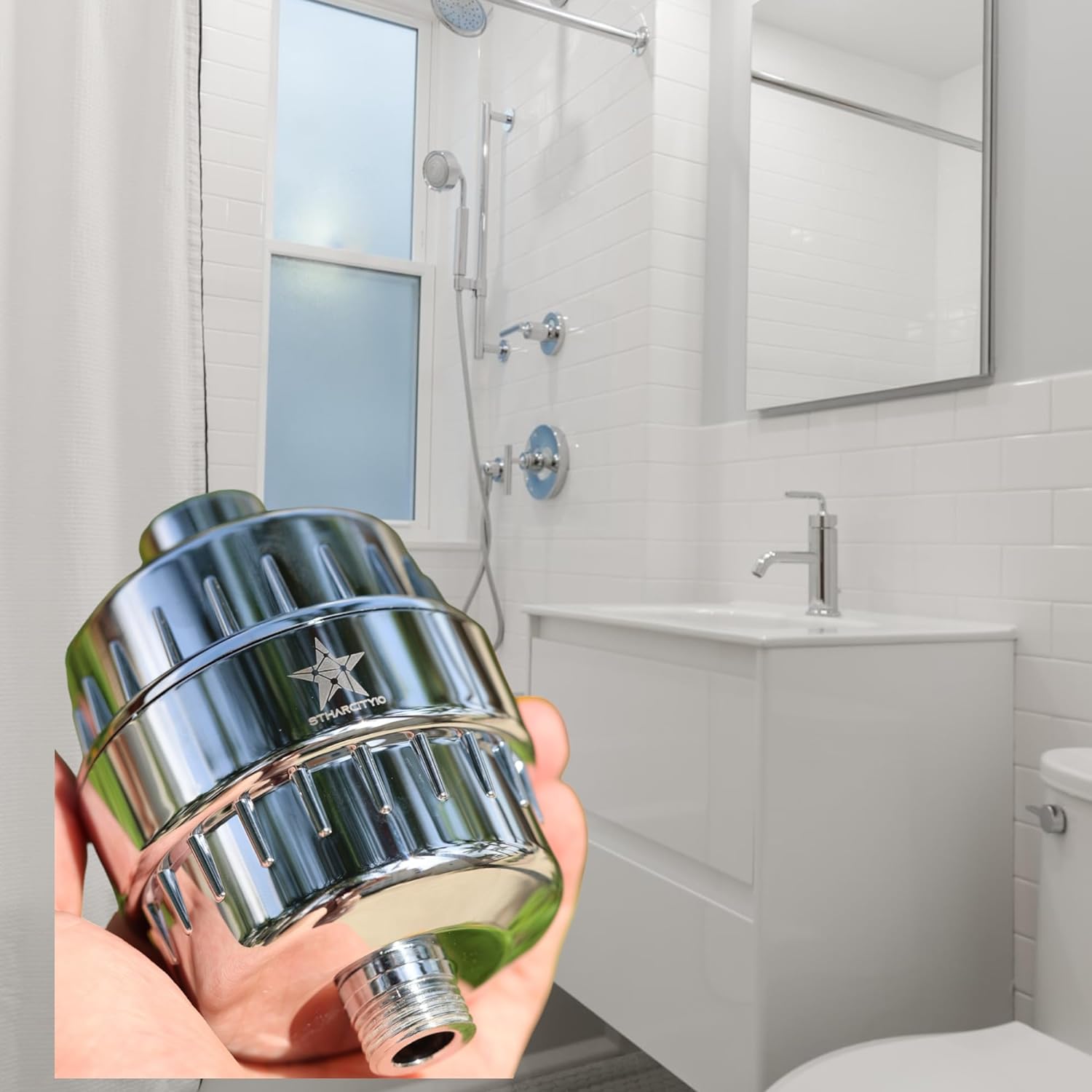 STHARCITYio - Shower Head Filter, Filtered Shower Head, High Performance Revitalizing Shower Filter - Remove Chlorine, Fluoruro - Shower Filter Head for Hard Water - Remove Dry Skin, Dandruff