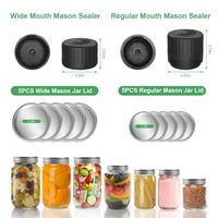 SelePow Electric-Mason-Jar-Vacuum-Sealer, Wide Mouth and Regular Mouth Mason Jars with LED Indicator for Food Storage and Fermentation, Black