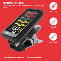 KLIQ ProTuner - Professional Clip-On Tuner for All Instruments with optional flat tuning (variable display modes