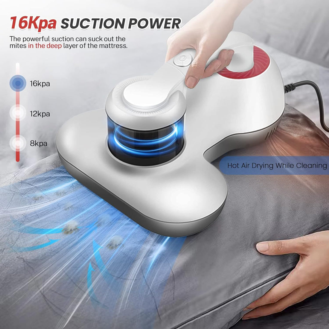 Bed Vacuum Cleaner with 12KPa Powerful Suction Upgraded Handheld Mattress Vacuum Cleaner for Bed Sheet Pillow Couch