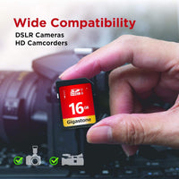 Gigastone 16GB SD Card 10 Pack, UHS-I U1 Class 10 SDHC Memory Card High-Speed Full HD Video Canon Nikon Sony Pentax Kodak Olympus Panasonic Digital Camera