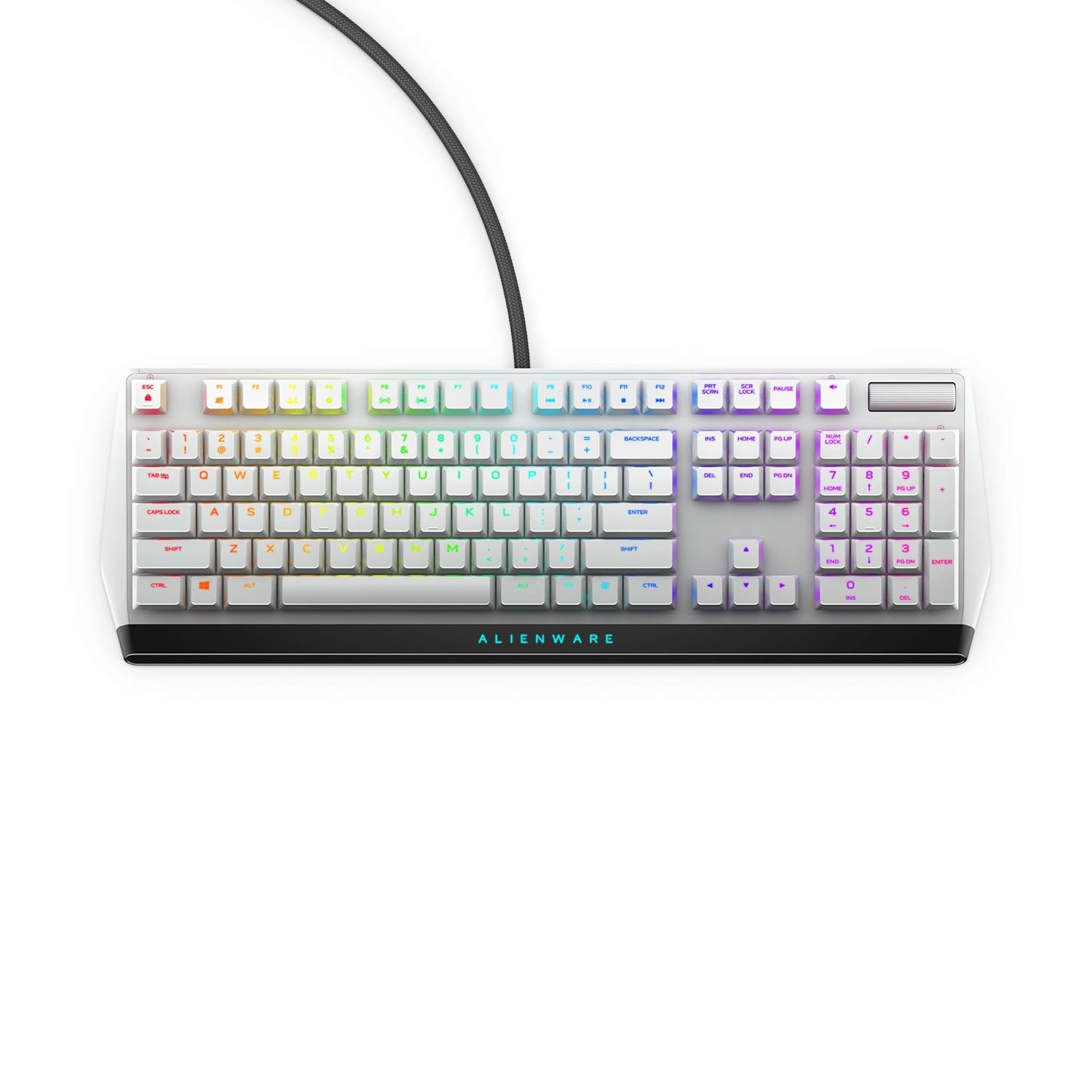 Alienware Low-Profile RGB Gaming Keyboard AW510K Light, Alienfx Per Key RGB Lighting, Media Controls and USB Passthrough, Cherry MX Low Profile Red Switches, Lunar Light