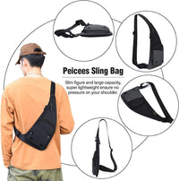 Peicees Waterproof Sling Bag Crossbody Bag For Men Women Slim Chest Backpack Man Purse Small Shoulder Bag For Travel Hiking