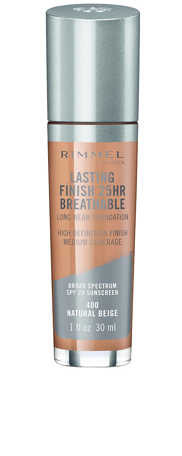 Natural Beige: Rimmel Lasting Finish Breathable Foundation, Natural Beige, 1 Fluid Ounce