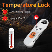U-Trak Instant Read Meat Thermometer with Backlight for Grill and Cooking, Digital Meat Probe Food Thermometer for BBQ, Liquids, Candy and Oil Deep Frying, Durable Waterproof Grill Thermometer (White)