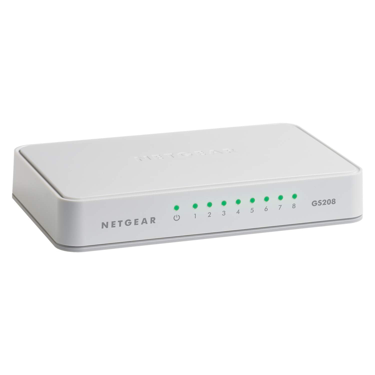 NETGEAR 8-Port Gigabit Ethernet Unmanaged Switch, Desktop, Internet Splitter, Fanless, Plug-and-Play (GS208)