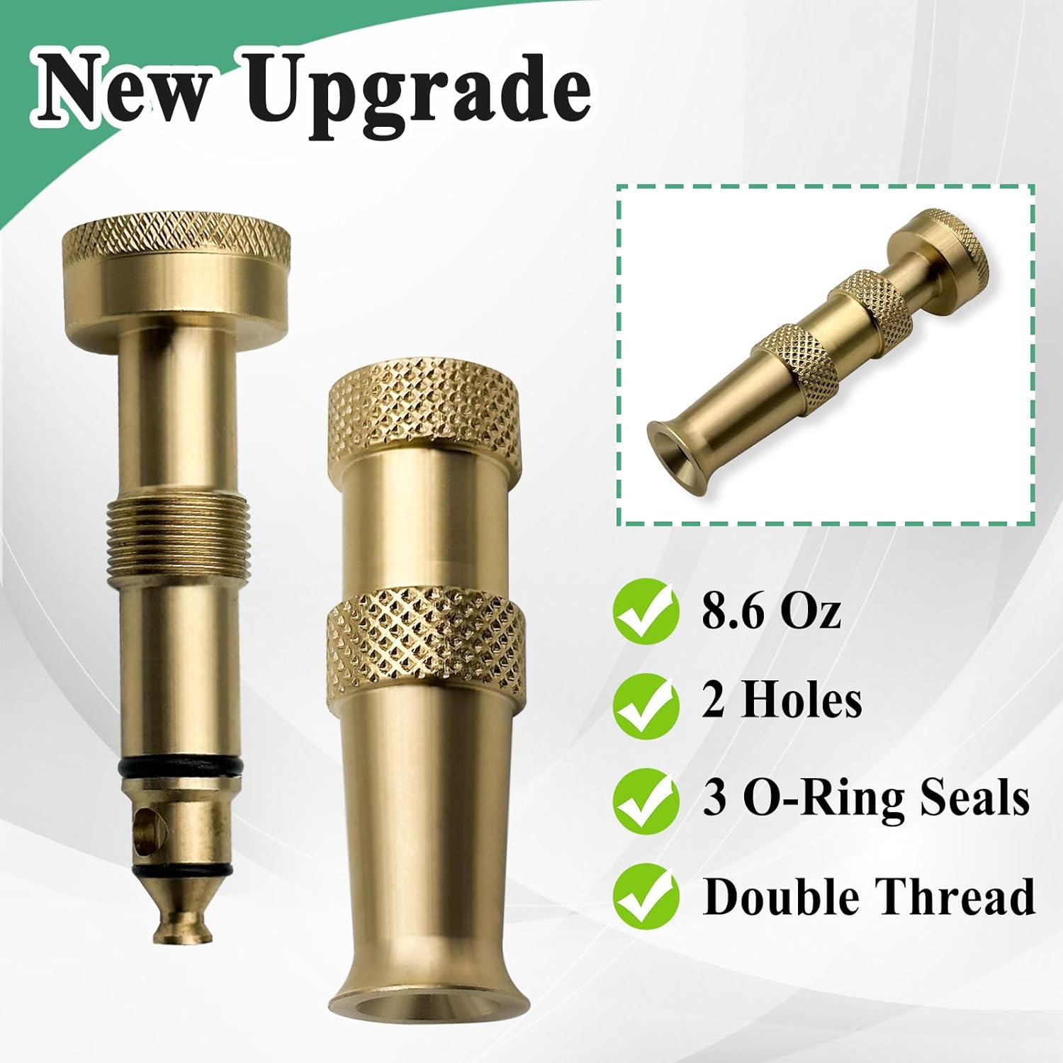 Ebrmeiwo 12380 Adjustable Water Hose Nozzle, Heavy Duty Garden Pipe Nozzle, Brass
