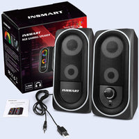 Computer Speakers, 2.0 Stereo Volume Control with RGB Light USB Powered Gaming Speakers for PC/Laptops/Desktops/Phone/Ipad/Game Machine (5Wx2)