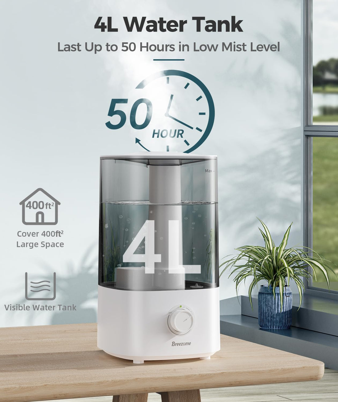 BREEZOME 4L Humidifiers for Bedroom