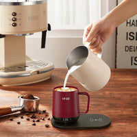VFZO Temperature Control Smart Mug, Self Heating Coffee Mug LED Display, 180 Min Battery Life - Hot up to 149℉ Fast Wireless Charger Base Improved Design (12oz, Burgundy)